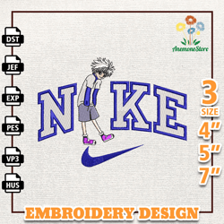 Nike Killua Anime Embroidery Design, Nike Anime Embroidery Design, Best Anime Embroidery Design, Instant Download 4