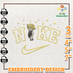 Nike Meliodas Anime Embroidery Design, Nike Anime Embroidery Design, Best Anime Embroidery Design, Instant Download