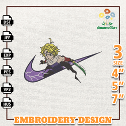 Nike Meliodas Embroidery Design, Nike Anime Embroidery Design, Best Anime Embroidery Designs, Instant Download