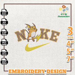 Nike Raichu Pokemon Embroidery Design, Nike Anime Embroidery Design, Best Anime Embroidery Design, Instant Download