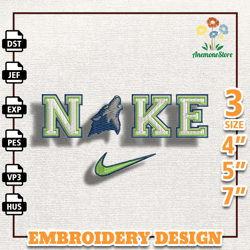 NIKE Timberwolves Embroidery Design, NBA Basketball Embroidery Design, Machine Embroidery Design, Instant Download