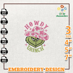 Retro Pink Christmas Embroidery Machine Design, Christmas Green Monster Embroidery Design, Howdy Greench Embroidery Desi