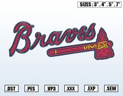 Atlanta Braves Embroidery Designs, MLB Logo Embroidery Files, Machine Embroidery Design File, Instant Download