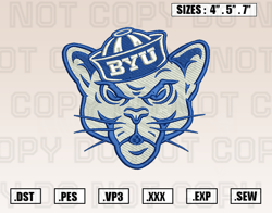 BYU Cougars Mascot Embroidery Designs, NCAA Embroidery Design File Instant Download
