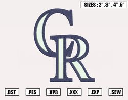 Colorado Rockies Embroidery Designs, MLB Logo Embroidery Files, Machine Embroidery Design File, Digital Download