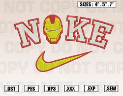 Iron Man Head x Nike Embroidery Designs, Christmas Embroidery Design File Instant Download