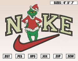 Nike Grinch Christmas Embroidery Designs, Christmas Embroidery Design File Instant Download