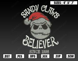 Nike Jack Sandy Claws Believer Xmas Embroidery Designs, Christmas Embroidery Design File Instant Download
