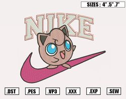 Nike Jigglypuff Embroidery Designs, Pokemon Embroidery Design File Instant Download