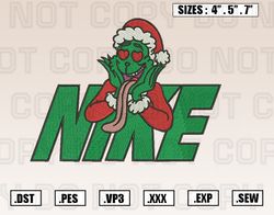 Nike Logo Santa Grinch Christmas Embroidery Designs, Christmas Embroidery Design File Instant Download