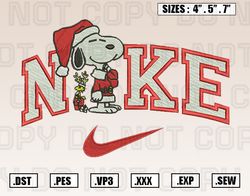 Nike Snoopy Christmas Embroidery Designs, Christmas Embroidery Design File Instant Download