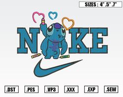 Nike Stitch In Love Embroidery Designs, Nike Valentine Embroidery Design File Instant Download 1