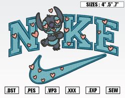 Nike Stitch In Love Embroidery Designs, Nike Valentine Embroidery Design File Instant Download 6
