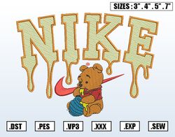 Nike Winnie The Pooh Embroidery Designs File, Winnie The Pooh Machine Embroidery Designs, Embroidery PES DST JEF Files