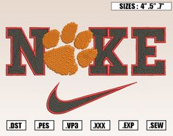 Nike x Clemson Tigers Embroidery Designs, NCAA Embroidery Design File Instant Download 1