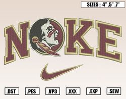 Nike x Florida State Seminoles Embroidery Designs, NCAA Embroidery Design File Instant Download 1