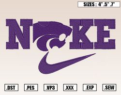Nike x Kansas State Wildcats Embroidery Designs, NCAA Embroidery Design File Instant Download