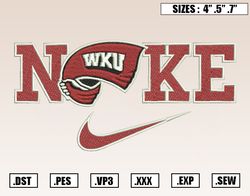 Nike x Western Kentucky Hilltoppers Embroidery Designs, NCAA Embroidery Design File Instant Download
