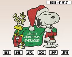 Snoopy And Woodstock Christmas Embroidery Designs, Christmas Embroidery Design File Instant Download