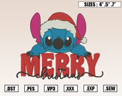 Stitch Merry Christmas Embroidery Designs, Christmas Embroidery Design File Instant Download