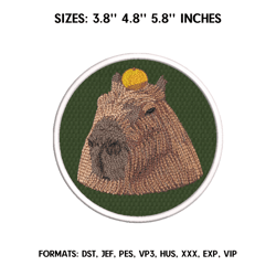 Capybara Ok I Pull U Embroidery Design File Pes, Art Embroidery design T103