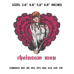 Chainsaw Man Makima Embroidery Design File Makima Demon Chainsaw Man Anime Embro T116