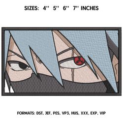 Hatake Kakashi Embroidery Design File Pes, Anime design Naruto T321