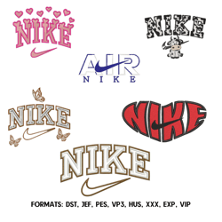 Nike embroidery design bundle file, Swoosh nike embroidery design