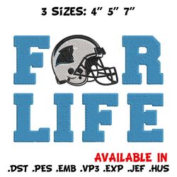 Carolina Panthers For Life embroidery design, Carolina Panthers embroidery, NFL embroidery, logo sport embroidery