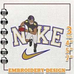 NFL Lamar Jackson, Nike NFL Embroidery Design, NFL Team Embroidery Design, Nike Embroidery Design, Instant Download
