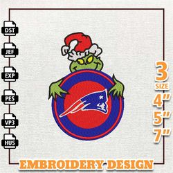 NFL Grinch New England Patriots Embroidery Design, NFL Logo Embroidery Design, NFL Embroidery Design, Instant Download.