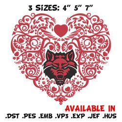 Arkansas State heart embroidery design, Sport embroidery, logo sport embroidery, Embroidery design,NCAA embroidery