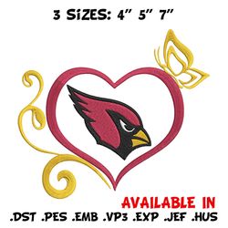 Arizona Cardinals Heart embroidery design, Cardinals embroidery, NFL embroidery, sport embroidery, embroidery design