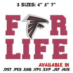 Atlanta Falcons For Life embroidery design, Falcons embroidery, NFL embroidery, sport embroidery, embroidery design
