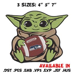 Baby Yoda Seattle Seahawks embroidery design, Seattle Seahawks embroidery, NFL embroidery, logo sport embroidery