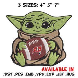 Baby Yoda Tampa Bay Buccaneers embroidery design, Tampa Bay Buccaneers embroidery, NFL embroidery, sport embroidery