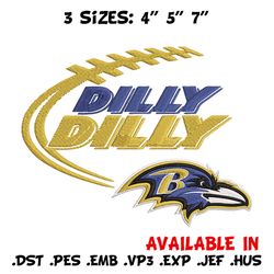 Baltimore Ravens Dilly Dilly embroidery design, Baltimore Ravens embroidery, NFL embroidery, logo sport embroidery
