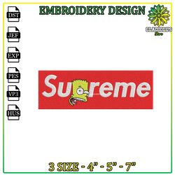 Supreme Bart Simpson Embroidery Design, Brand Embroidery Design PNG, Best Brand Embroidery Designs, Instant Download