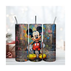 Mickey In The Street Tumbler 20oz Wrap Png File Mickey Mouse 3D Wrap Png