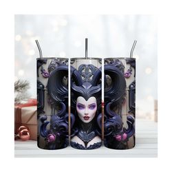 3D Inflated Maleficent Tumbler Wrap, Disney Witch 20oz, Skinny 20oz Tumbler Design Digital File