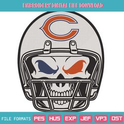 Skull Helmet Chicago Bears NFL Embroidery Design