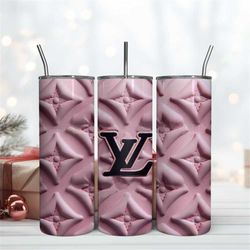 LV Pink Leather 3D 20Oz Tumbler Wrap, Fashion 3D Wrap Design