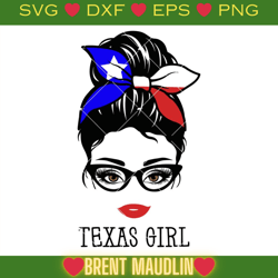 Texas Girl Mom Messy Bun Svg, Texas Flag Mom Bun Svg, Girl