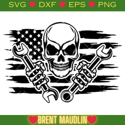 USA Flag Skull Mechanic Svg, Mechanic Logo Svg, Mechanic