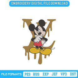 Thinking Mickey Mouse LV Dripping Logo Embroidery Design