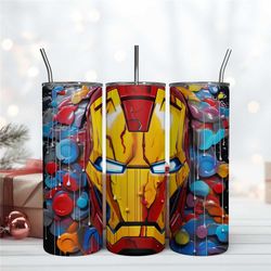 Iron Man Crack Tumbler Design Wrap, Skinny 20oz Tumbler Design Digital File