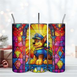 Dog Police 20Oz Stained Glass Tumbler Cup Design