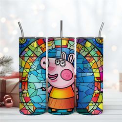 Mummy Pig Stained Glass 20Oz Wrap Tumbler Design Download Files
