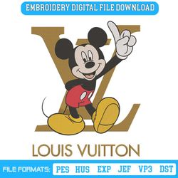 Louis Vuitton Logo Mickey Handsign Embroidery Design File