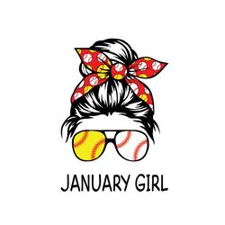 Baseball Softball January Girl Svg, Birthday Svg, January Girl Svg, Baseball Girl Svg, Softball Girl Svg, January Birthd